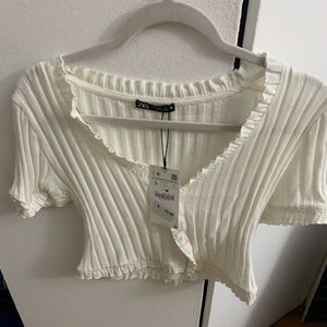 Zara crop top with snap buttons